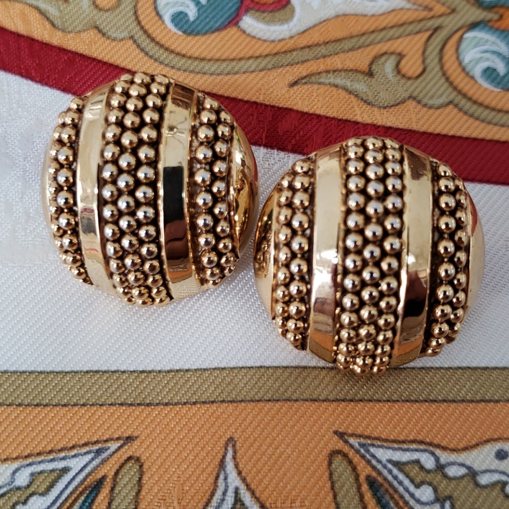 Vtg Joan Rivers Gold Dipped Earrings - image 1